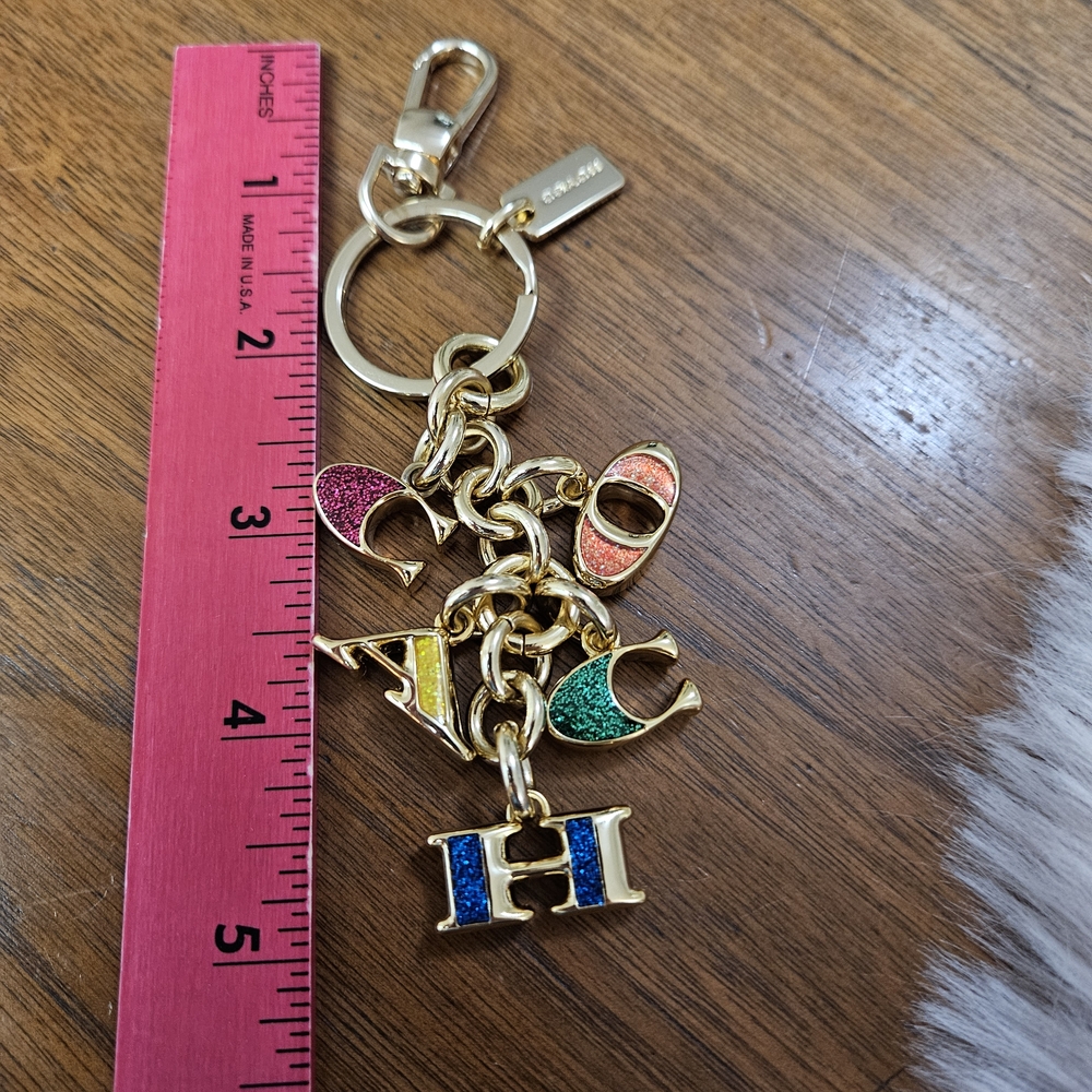 Coach Multicolor Enamel & Gold Tone Metal Key Holder/bag Charm. NWOT